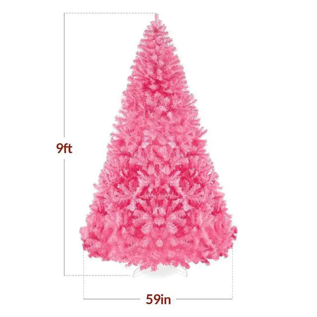 Alt view image 2 of 7 - Artificial Christmas Tree, 9ft Premium Unlit Pine Design, Dense Branches Realistic Holiday Décor w/Easy Assembly - Pink