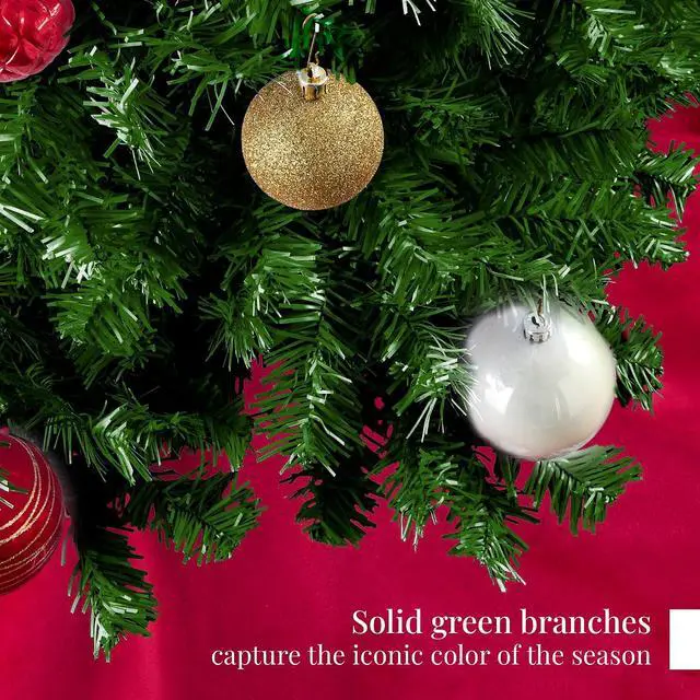Alt view image 3 of 7 - Artificial Christmas Tree, 4.5ft Premium Unlit Pine Design, Dense Branches Realistic Holiday Décor w/Easy Assembly - Green