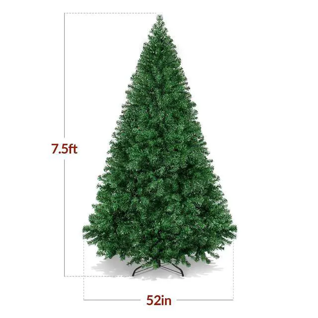 Alt view image 2 of 7 - Artificial Christmas Tree, 7.5ft Premium Unlit Pine Design, Dense Branches Realistic Holiday Décor w/Easy Assembly - Green