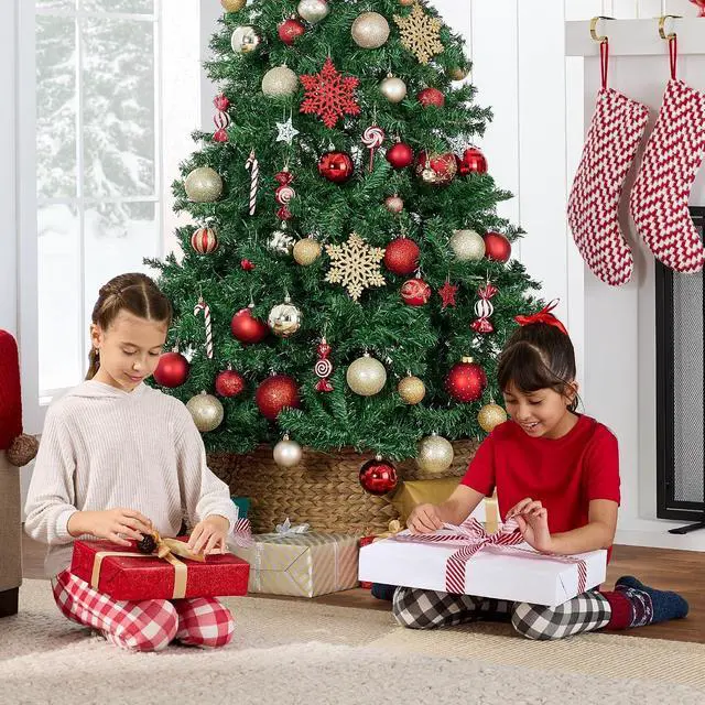 Alt view image 6 of 7 - Artificial Christmas Tree, 4.5ft Premium Unlit Pine Design, Dense Branches Realistic Holiday Décor w/Easy Assembly - Green