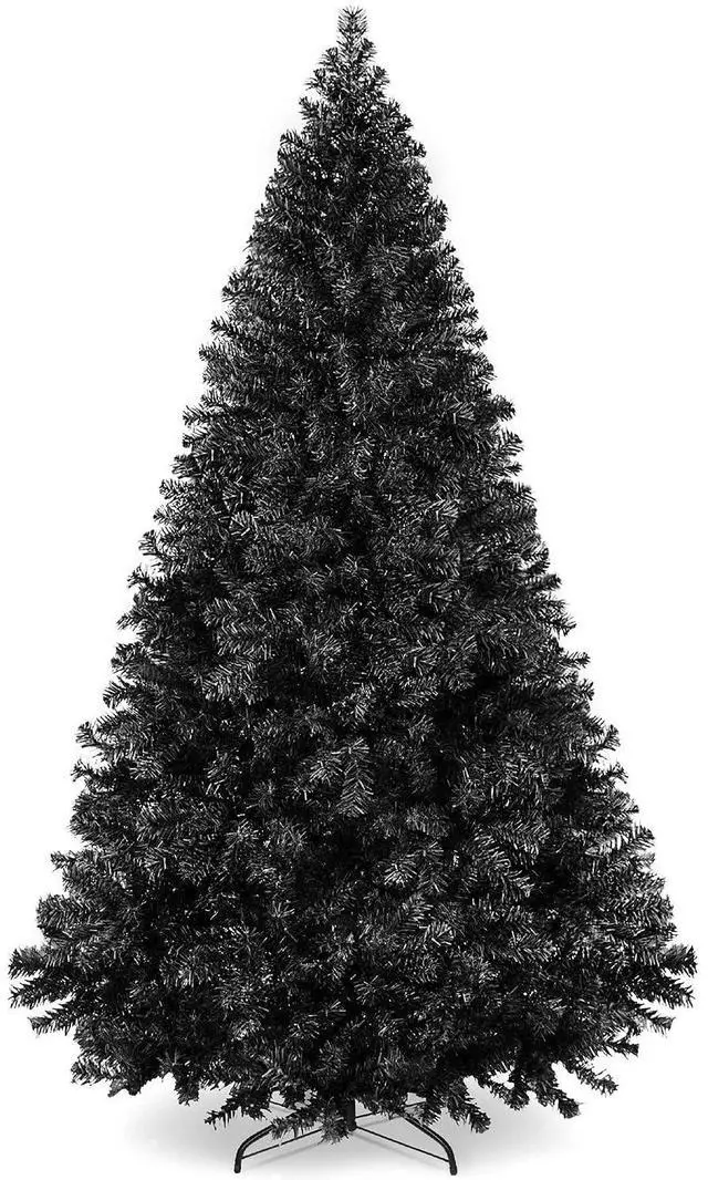 Main image of Artificial Christmas Tree, 4.5ft Premium Unlit Pine Design, Dense Branches Realistic Holiday Décor w/Easy Assembly - Black