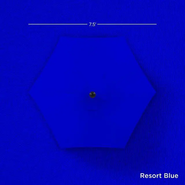 Alt view image 4 of 7 - 7.5ft Heavy-Duty Round Outdoor Market Table Patio Umbrella w/Steel Pole, Push Button Tilt, Easy Crank Lift - Resort Blue