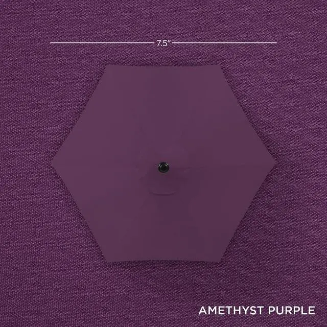 Alt view image 4 of 7 - 7.5ft Heavy-Duty Round Outdoor Market Table Patio Umbrella w/Steel Pole, Push Button Tilt, Easy Crank Lift - Amethyst Purple