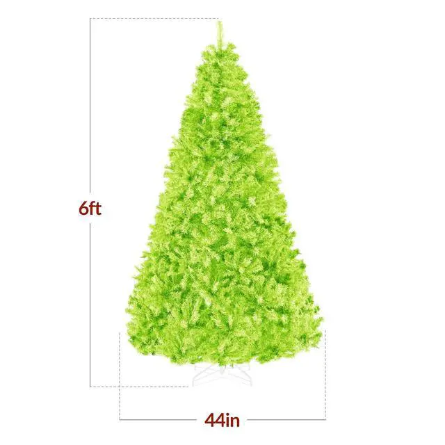Alt view image 2 of 7 - Artificial Christmas Tree, 6ft Premium Unlit Pine Design, Dense Branches Realistic Holiday Décor w/Easy Assembly - Lime Green