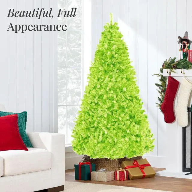 Alt view image 4 of 7 - Artificial Christmas Tree, 6ft Premium Unlit Pine Design, Dense Branches Realistic Holiday Décor w/Easy Assembly - Lime Green