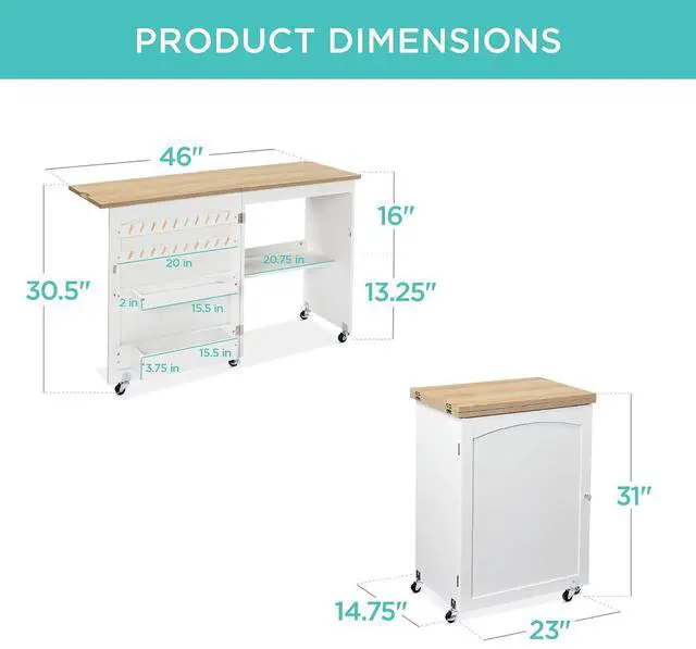 Alt view image 2 of 7 - Folding Sewing Table Multipurpose Craft Station & Side Desk with Compact Design, Wheels, Shelves, Storage Trays, Pegs, Magnetic Doors, Metal Doorknobs - Natural/White