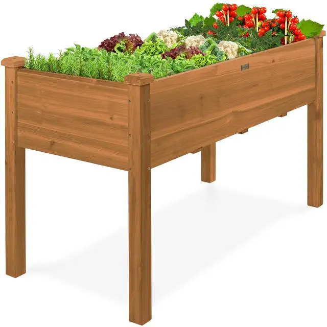 Main image of Best Choice Products 48 x 24 x 30 Inches Raised Garden Bed, Elevated Wood Planter Box Stand for Backyard, Patio, Balcony with Bed Liner, 200 Pound Capacity - Acorn Brown