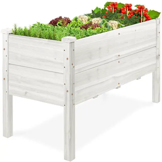 Main image of Best Choice Products 48" x 24" x 30" Raised Garden Bed with Extra Deep 16" Depth, Elevated Wood Planter Box Stand for Backyard, Patio, Balcony, Natural Fir Wood - White