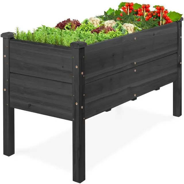 Main image of Best Choice Products 48" x 24" x 30" Raised Garden Bed with Extra Deep 16" Depth, Elevated Wood Planter Box Stand for Backyard, Patio, Balcony, Natural Fir Wood - Black