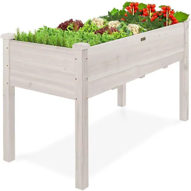 Main image of Best Choice Products 48x24x30in Raised Garden Bed, Elevated Wood Planter Box Stand for Backyard, Patio, Balcony w/Bed Liner, 200lb Capacity - White