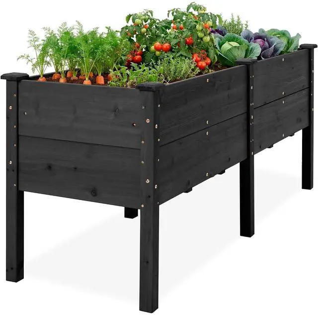 Main image of Best Choice Products 72" x 24" x 30" Raised Garden Bed with Extra Deep 16" Depth, Elevated Wood Planter Box Stand for Backyard, Patio, Balcony, Natural Fir Wood - Black
