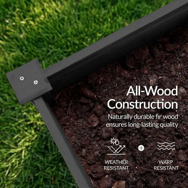 Alt view image 6 of 7 - Best Choice Products 48" x 24" x 30" Raised Garden Bed with Extra Deep 16" Depth, Elevated Wood Planter Box Stand for Backyard, Patio, Balcony, Natural Fir Wood - Black