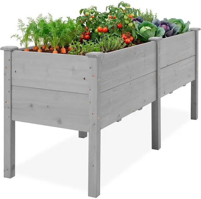 Main image of Best Choice Products 72" x 24" x 30" Raised Garden Bed with Extra Deep 16" Depth, Elevated Wood Planter Box Stand for Backyard, Patio, Balcony, Natural Fir Wood - Gray