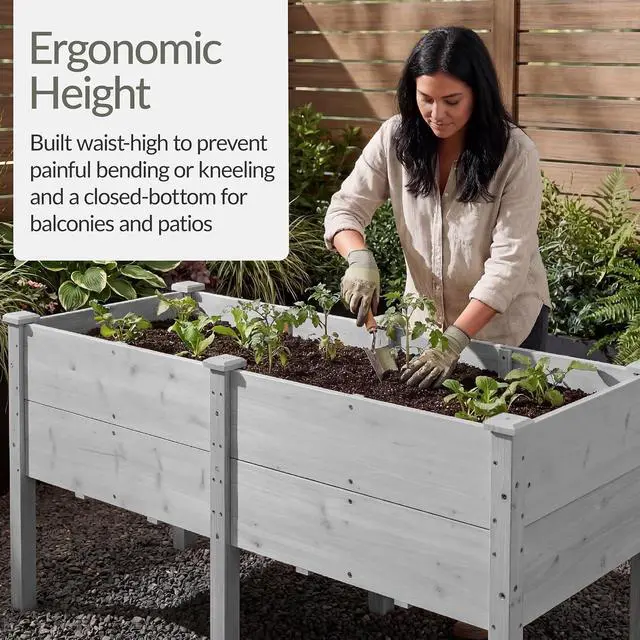 Alt view image 4 of 7 - Best Choice Products 72" x 24" x 30" Raised Garden Bed with Extra Deep 16" Depth, Elevated Wood Planter Box Stand for Backyard, Patio, Balcony, Natural Fir Wood - Gray