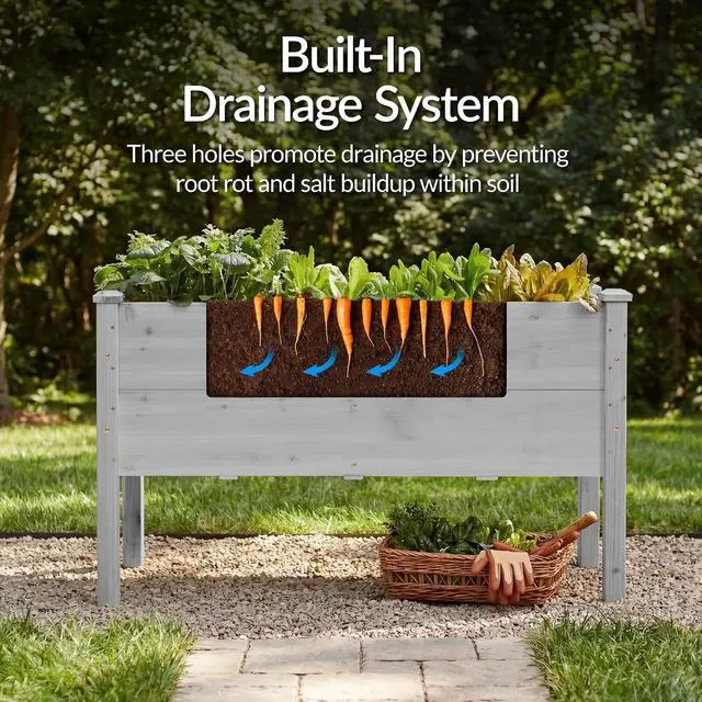 Alt view image 5 of 7 - Best Choice Products 48" x 24" x 30" Raised Garden Bed with Extra Deep 16" Depth, Elevated Wood Planter Box Stand for Backyard, Patio, Balcony, Natural Fir Wood - Gray