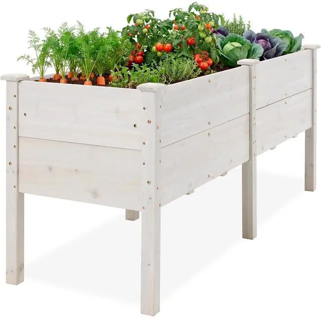 Main image of Best Choice Products 72" x 24" x 30" Raised Garden Bed with Extra Deep 16" Depth, Elevated Wood Planter Box Stand for Backyard, Patio, Balcony, Natural Fir Wood - White