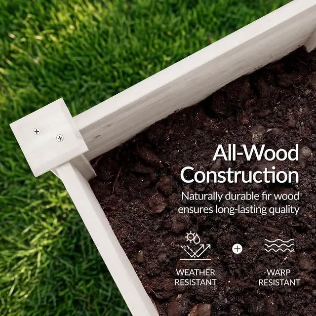 Alt view image 6 of 7 - Best Choice Products 72" x 24" x 30" Raised Garden Bed with Extra Deep 16" Depth, Elevated Wood Planter Box Stand for Backyard, Patio, Balcony, Natural Fir Wood - White