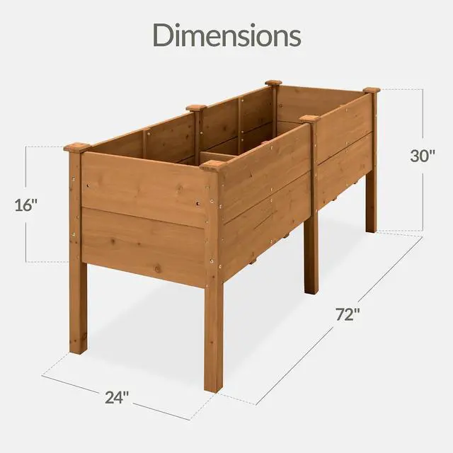 Alt view image 2 of 7 - Best Choice Products 72" x 24" x 30" Raised Garden Bed with Extra Deep 16" Depth, Elevated Wood Planter Box Stand for Backyard, Patio, Balcony, Natural Fir Wood - Acorn Brown