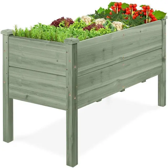 Main image of Best Choice Products 48" x 24" x 30" Raised Garden Bed with Extra Deep 16" Depth, Elevated Wood Planter Box Stand for Backyard, Patio, Balcony, Natural Fir Wood - Sage