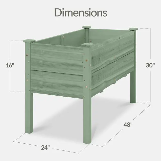 Alt view image 2 of 7 - Best Choice Products 48" x 24" x 30" Raised Garden Bed with Extra Deep 16" Depth, Elevated Wood Planter Box Stand for Backyard, Patio, Balcony, Natural Fir Wood - Sage