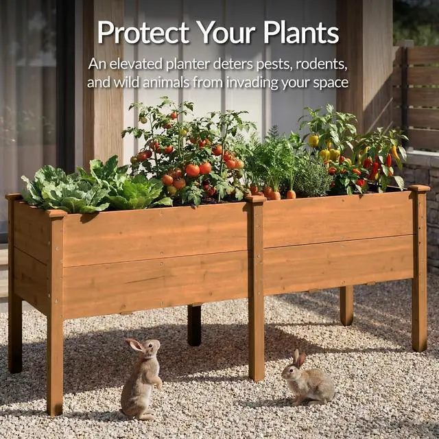 Alt view image 7 of 7 - Best Choice Products 72" x 24" x 30" Raised Garden Bed with Extra Deep 16" Depth, Elevated Wood Planter Box Stand for Backyard, Patio, Balcony, Natural Fir Wood - Acorn Brown