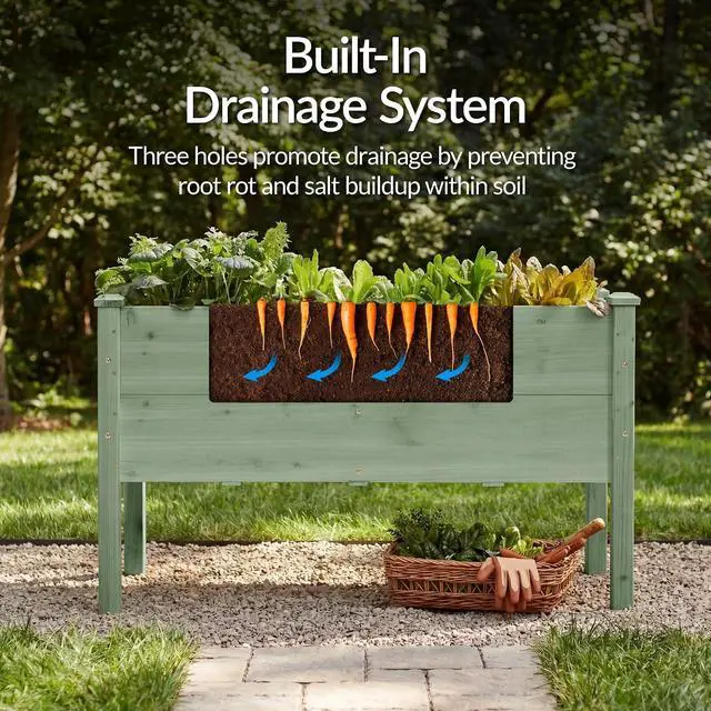 Alt view image 5 of 7 - Best Choice Products 48" x 24" x 30" Raised Garden Bed with Extra Deep 16" Depth, Elevated Wood Planter Box Stand for Backyard, Patio, Balcony, Natural Fir Wood - Sage