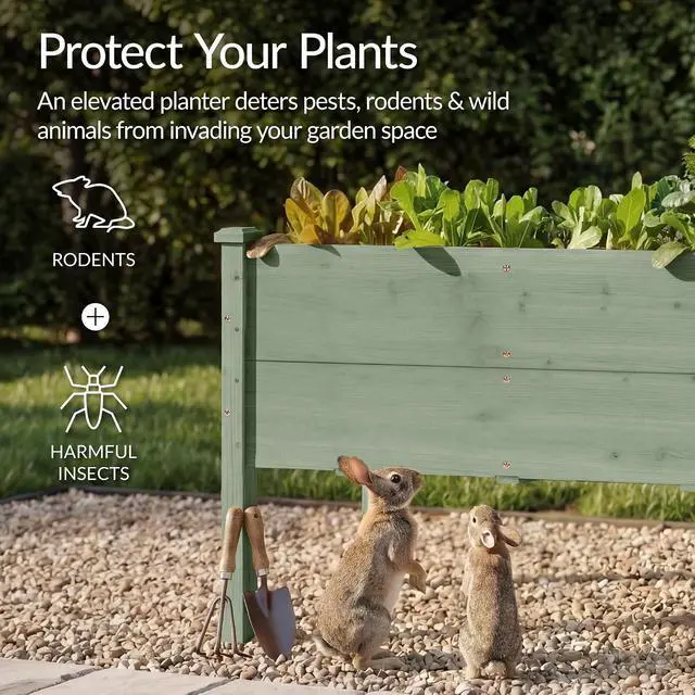 Alt view image 7 of 7 - Best Choice Products 48" x 24" x 30" Raised Garden Bed with Extra Deep 16" Depth, Elevated Wood Planter Box Stand for Backyard, Patio, Balcony, Natural Fir Wood - Sage
