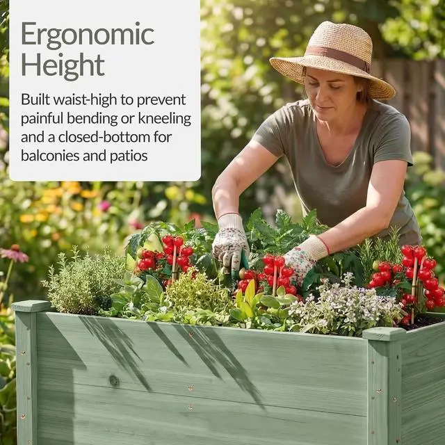Alt view image 4 of 7 - Best Choice Products 48" x 24" x 30" Raised Garden Bed with Extra Deep 16" Depth, Elevated Wood Planter Box Stand for Backyard, Patio, Balcony, Natural Fir Wood - Sage