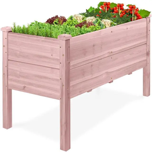 Main image of Best Choice Products 48" x 24" x 30" Raised Garden Bed with Extra Deep 16" Depth, Elevated Wood Planter Box Stand for Backyard, Patio, Balcony, Natural Fir Wood - Pink