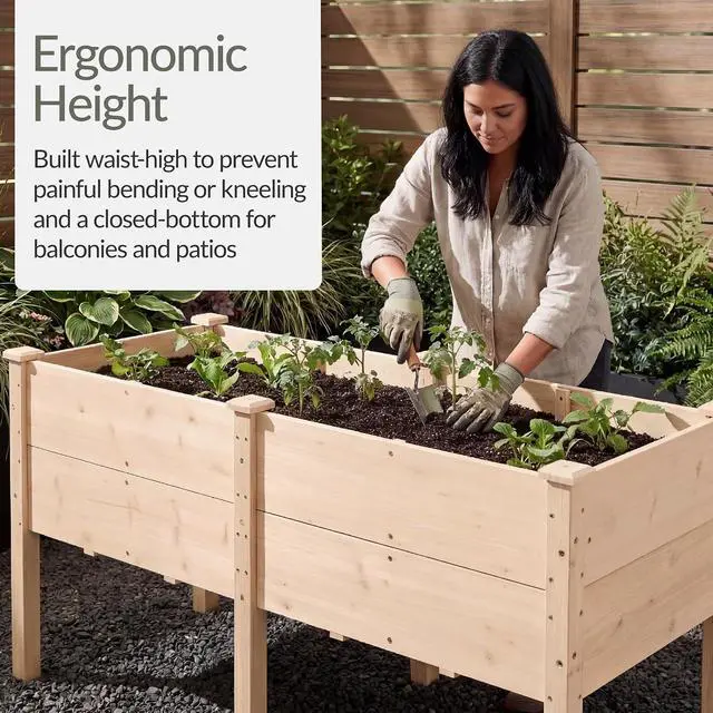 Alt view image 4 of 7 - Best Choice Products 72" x 24" x 30" Raised Garden Bed with Extra Deep 16" Depth, Elevated Wood Planter Box Stand for Backyard, Patio, Balcony, Natural Fir Wood - Natural