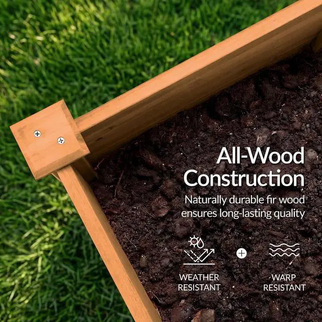 Alt view image 6 of 7 - Best Choice Products 72" x 24" x 30" Raised Garden Bed with Extra Deep 16" Depth, Elevated Wood Planter Box Stand for Backyard, Patio, Balcony, Natural Fir Wood - Acorn Brown