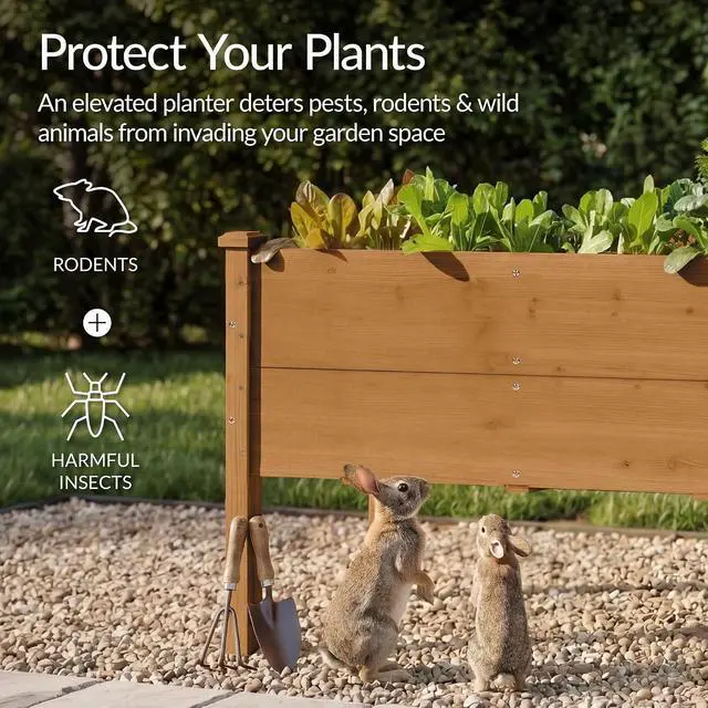 Alt view image 7 of 7 - Best Choice Products 48" x 24" x 30" Raised Garden Bed with Extra Deep 16" Depth, Elevated Wood Planter Box Stand for Backyard, Patio, Balcony, Natural Fir Wood - Acorn Brown