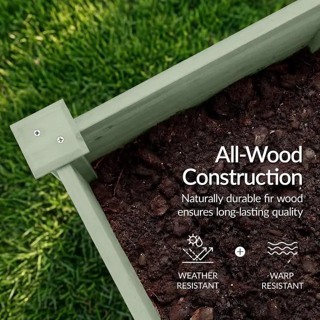 Alt view image 6 of 7 - Best Choice Products 72x24x30in Raised Garden Bed, Elevated Wood Planter Box Stand for Backyard, Patio, Balcony w/Divider Panel, 6 Legs, 300lb Capacity - Sage
