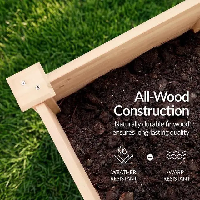 Alt view image 6 of 7 - Best Choice Products 48" x 24" x 30" Raised Garden Bed with Extra Deep 16" Depth, Elevated Wood Planter Box Stand for Backyard, Patio, Balcony, Natural Fir Wood - Natural