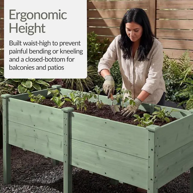 Alt view image 4 of 7 - Best Choice Products 72" x 24" x 30" Raised Garden Bed with Extra Deep 16" Depth, Elevated Wood Planter Box Stand for Backyard, Patio, Balcony, Natural Fir Wood - Sage
