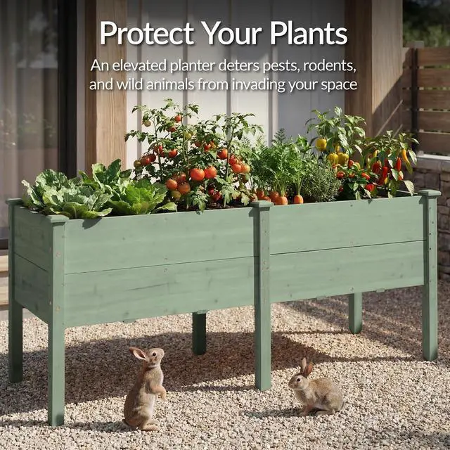 Alt view image 7 of 7 - Best Choice Products 72" x 24" x 30" Raised Garden Bed with Extra Deep 16" Depth, Elevated Wood Planter Box Stand for Backyard, Patio, Balcony, Natural Fir Wood - Sage