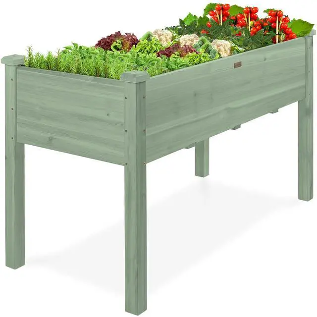 Main image of Best Choice Products 48x24x30in Raised Garden Bed, Elevated Wood Planter Box Stand for Backyard, Patio, Balcony w/Bed Liner, 200lb Capacity - Sage