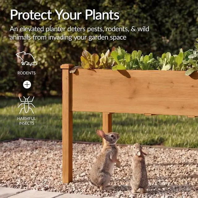 Alt view image 7 of 7 - Best Choice Products 72x24x30in Raised Garden Bed, Elevated Wood Planter Box Stand for Backyard, Patio, Balcony w/Divider Panel, 6 Legs, 300lb Capacity - Acorn Brown