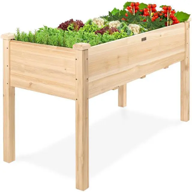 Main image of Best Choice Products 48 x 24 x 30 Inches Raised Garden Bed, Elevated Wood Planter Box Stand for Backyard, Patio, Balcony with Bed Liner, 200 Pound Capacity - Natural
