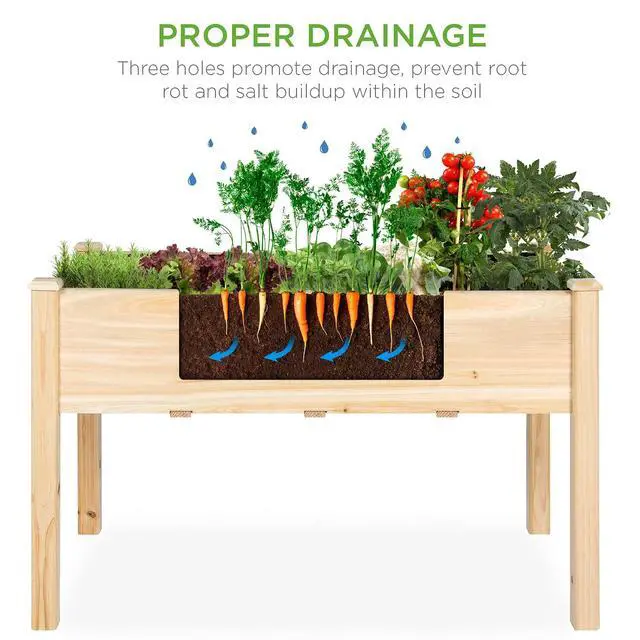 Alt view image 3 of 7 - Best Choice Products 48 x 24 x 30 Inches Raised Garden Bed, Elevated Wood Planter Box Stand for Backyard, Patio, Balcony with Bed Liner, 200 Pound Capacity - Natural
