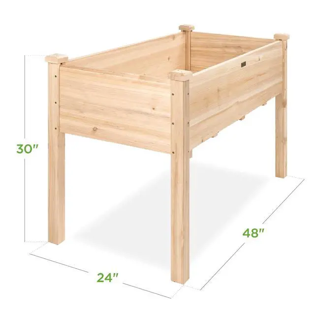 Alt view image 7 of 7 - Best Choice Products 48 x 24 x 30 Inches Raised Garden Bed, Elevated Wood Planter Box Stand for Backyard, Patio, Balcony with Bed Liner, 200 Pound Capacity - Natural