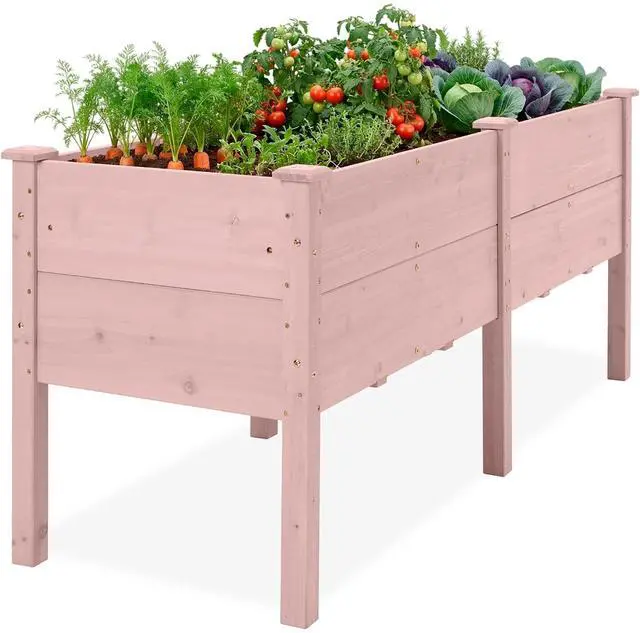 Main image of Best Choice Products 72" x 24" x 30" Raised Garden Bed with Extra Deep 16" Depth, Elevated Wood Planter Box Stand for Backyard, Patio, Balcony, Natural Fir Wood - Pink