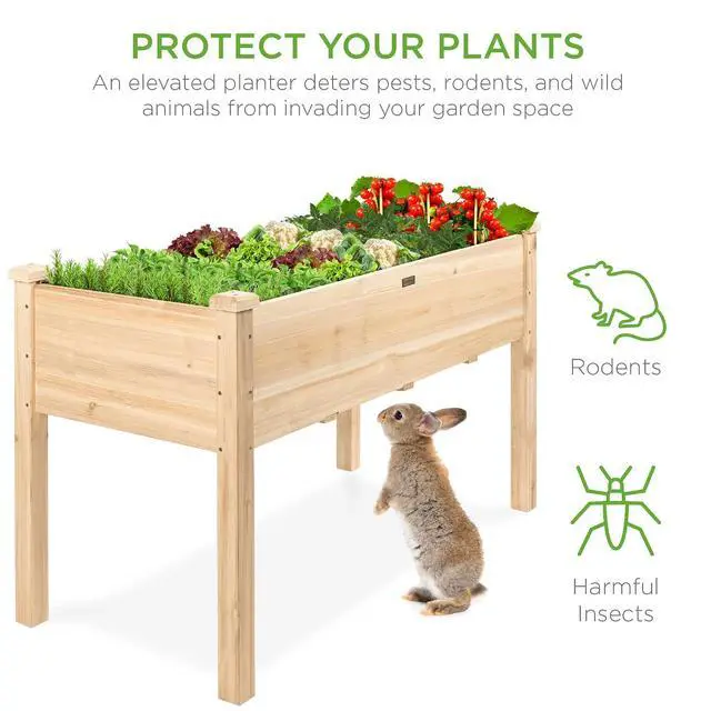 Alt view image 6 of 7 - Best Choice Products 48 x 24 x 30 Inches Raised Garden Bed, Elevated Wood Planter Box Stand for Backyard, Patio, Balcony with Bed Liner, 200 Pound Capacity - Natural