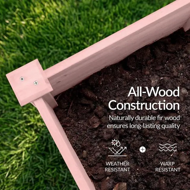 Alt view image 6 of 7 - Best Choice Products 48" x 24" x 30" Raised Garden Bed with Extra Deep 16" Depth, Elevated Wood Planter Box Stand for Backyard, Patio, Balcony, Natural Fir Wood - Pink
