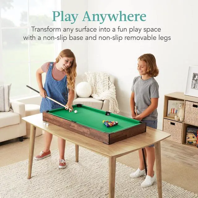 Alt view image 5 of 7 - Tabletop Billiard Table, Pool Game Table for Living Room, Game Room w/ 2 Cue Sticks, Ball Set, Storage Bag