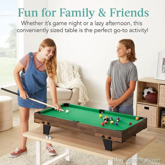 Alt view image 2 of 7 - Tabletop Billiard Table, Pool Game Table for Living Room, Game Room w/ 2 Cue Sticks, Ball Set, Storage Bag