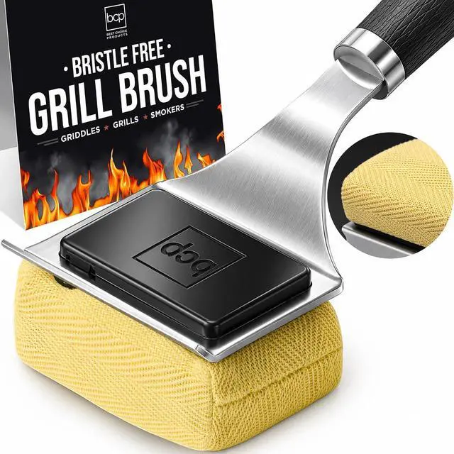 Main image of Grill Brush and Scraper, Bristle-Free Steam Cleaning, Safe BBQ Grill Cleaner for Grills & Griddles, Stainless Steel Scraper, Added Bonus Extra Replacement Sponge
