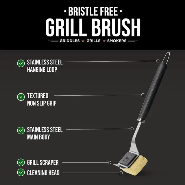 Alt view image 6 of 7 - Grill Brush and Scraper, Bristle-Free Steam Cleaning, Safe BBQ Grill Cleaner for Grills & Griddles, Stainless Steel Scraper, Added Bonus Extra Replacement Sponge