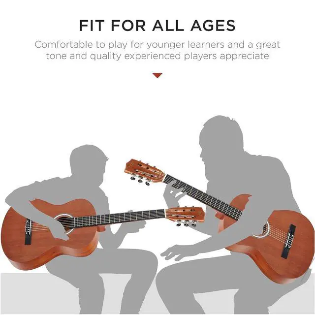 Alt view image 5 of 7 - 38in Beginner All Wood Acoustic Guitar Starter Kit w/Gig Bag, 6 Picks, Nylon Strings, Strap w/Pick Holder - Natural Mahogany