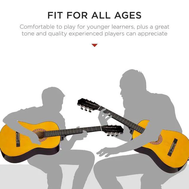 Alt view image 5 of 7 - 38in Beginner All Wood Acoustic Guitar Starter Kit w/Gig Bag, 6 Picks, Nylon Strings, Strap w/Pick Holder - Natural